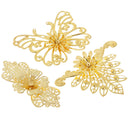 3pcs Metal Filigree Butterfly Peacock Charms Pendants Hair Jewelry Findings