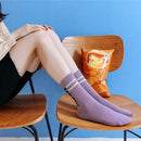 5 Pairs Women Cotton Soft Socks Stripe Letters Autumn Winter Mid-calf Socks
