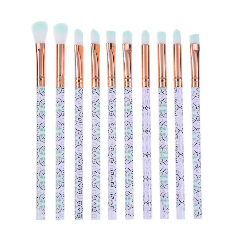 10pcs Makeup Brushes Eye Shadow Foundation Powder Brush Beauty Tool (Green