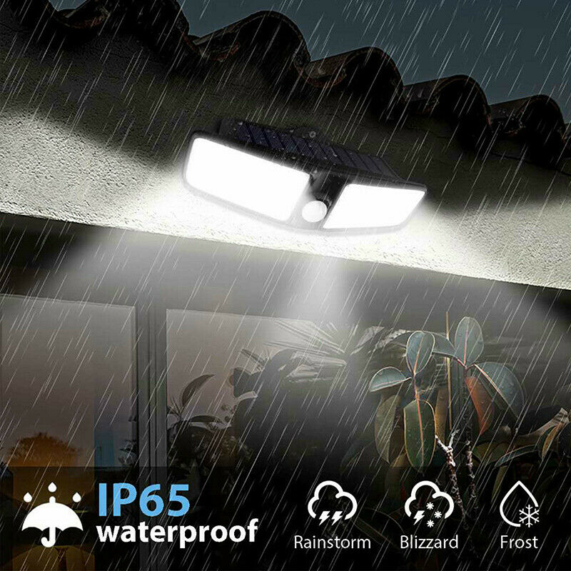 100 LED Solar Powered Motion Sensor Light Garden Outdoor Waterproof Wall Lamp