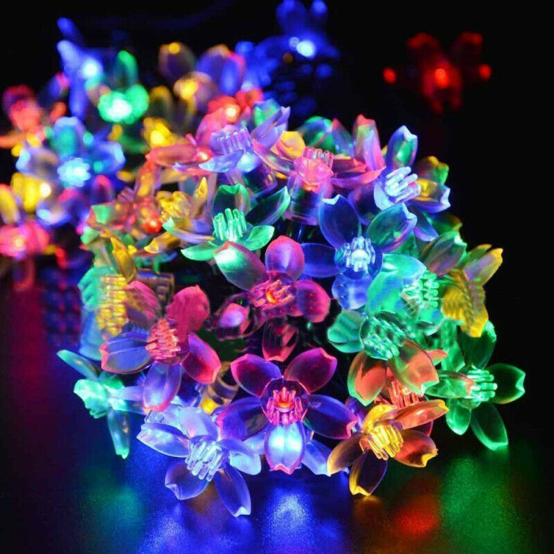 7M 50 LED Cherry Blossoms Peach Flower String Fairy Lights Christmas Par DBG