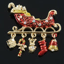 Christmas Brooch Pin Xmas sled gifts