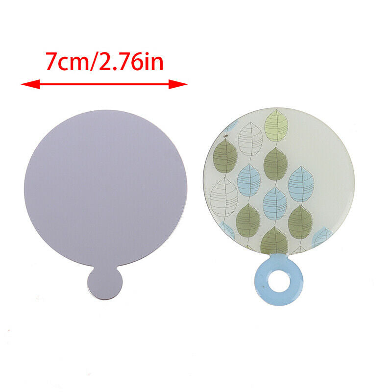 Stainless Steel Round PU Leather Cover Shatter Proof Card Pocket Cosmetic Mir Hn