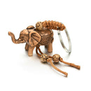 Lucky Cute Elephant Wooden Carving Pendant Key Ring Keychain Chain Evil Defends