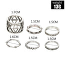 6pcs Punk Style Fashion Ring Arrow Hollow Knuckle Ring Unisex Retro Jewelry A