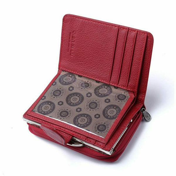 Qian Xi Lu women's wallets Cortex zipper and hasp purses (Red)12.5*8.5*4cm T7I5