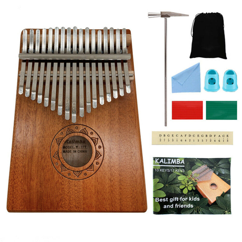 17 Keys Mahogany Wood Kalimba Thumb Finger Piano Musical Instrument (Lotus)