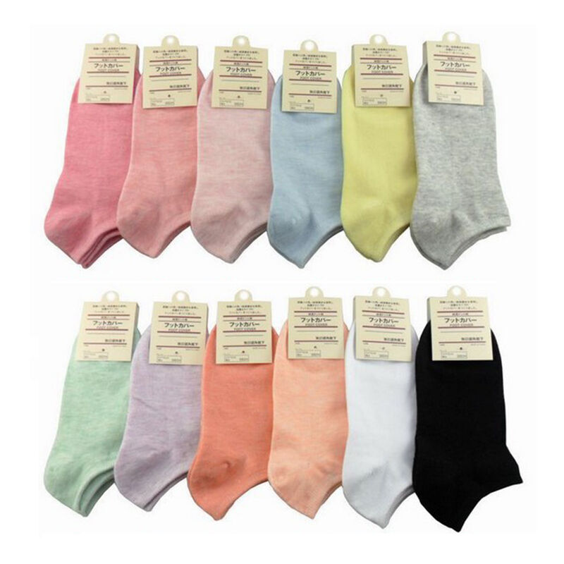 Candy Colour Womens Short Ankle Low Cut Sport Pro Boat Socks Crew Set 5 Pairs
