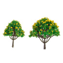 30Pcs 1/75 -1/500 Landscape Layout Pagoda Trees Models & Yellow Flowers Tree