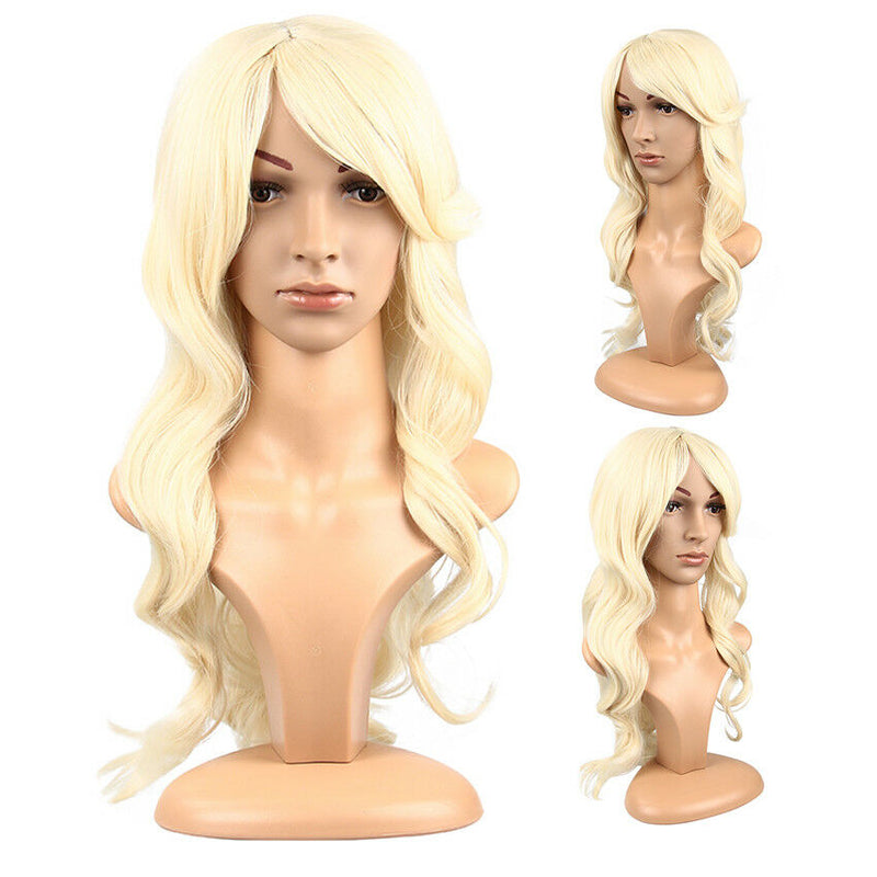 Women Natural Curly Blonde Hairstyle High Temperature Synthetic Hair Full Wigs