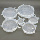 Silicone Bowl Covers Stretch Food Saver Wraps 6 Pack Reusable Food Lid White