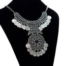Bohemian Festival Jewelry Fashion Women Double Chain Coin Statement Necklace_3C