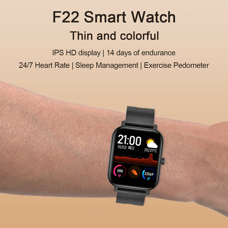 F22 Sport Bluetooth Heart Rate Monitor Smart Watch Wristband black