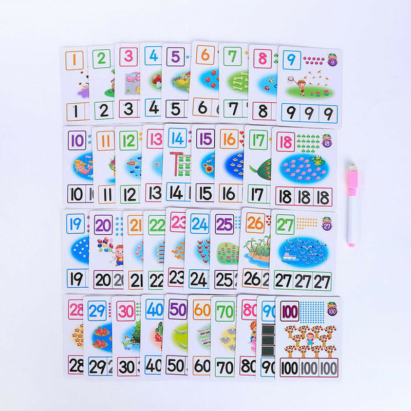 3 Set Learning Flashcards Preschool Education w/Wipe-clean Pen for Parents