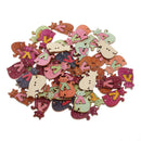 50Pcs Wood Cute Cat Handmade 2 Holes Wooden Buttons Sewing Scrapbooking DIY