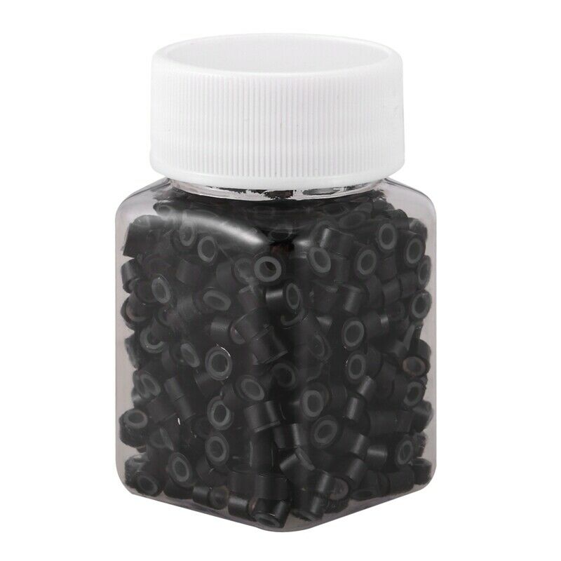 500 Pcs Black 5mm Silicone Lined Micro-ring Links Beads for I Stick Hair Ex V2R5