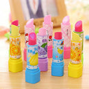 Cute Rubbers for Kids Fruit Lip Salve Lipstick Rubber Erasers Smooth Appear S7M5