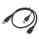 1.5FT Dual USB 3.0 A Male to Micro B Y Power Data Cable Hard Disk Mobile X2T3