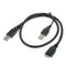 1.5FT Dual USB 3.0 A Male to Micro B Y Power Data Cable Hard Disk Mobile X2T3