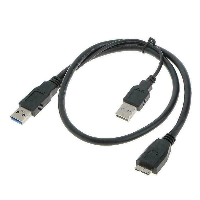 1.5FT Dual USB 3.0 A Male to Micro B Y Power Data Cable Hard Disk Mobile X2T3