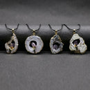 Natural Druzy Agate Slices Crystal Quartz Agate Amethyst Chakra Pendant Necklace