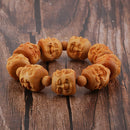 Wood carved Buddha head hand string prayer beads bracelet gift