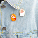 2Pcs/Set Enamel Pin Cute Cartoon Orange White Paw Brooch Pins DIY Badge Gif