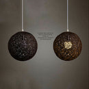 Coffee Bamboo, Rattan And Hemp Ball Chandelier Individual Creativity Spheri