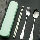 5Pcs Portable cutlery set Dinnerware 410 Stainless Steel Tableware Green Safe