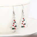 Red And Clear Crystal Christmas Tree Shape Dangle Earrings Stud Christmas G F8K5