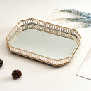 Mirror Tray, Vanity Tray with Eight Corner Metal for Dresser Bathroom Bedroom