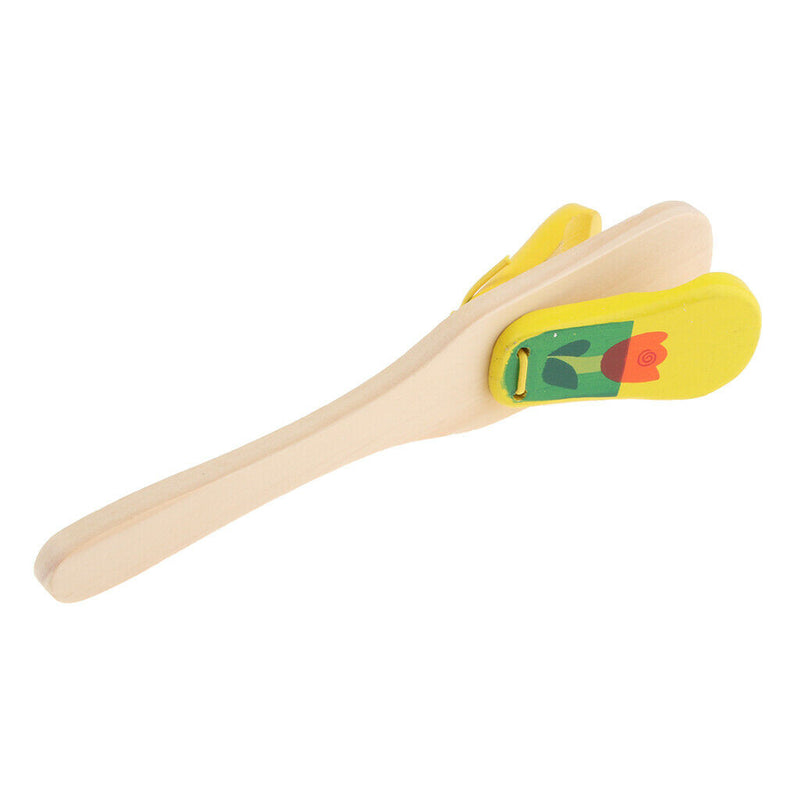 Wooden Handle Castanets Musical Percussion Instrument Teaching Aids Yellow