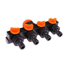 4 Way Valve Water Diversion Controller Garden Hose Pipe Splitter Drip