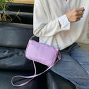 Women Stone Pattern Shoulder Bags PU Leather Chain Purse Handbag (Purple)