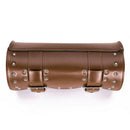 Motorcycle Bag Pouch Saddle Bag PU Leather Luggage Tool Roll Bag Brown