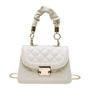 Lattice Pattern Shoulder Bags Women PU Pleated Chain Small Handbag (Beige)