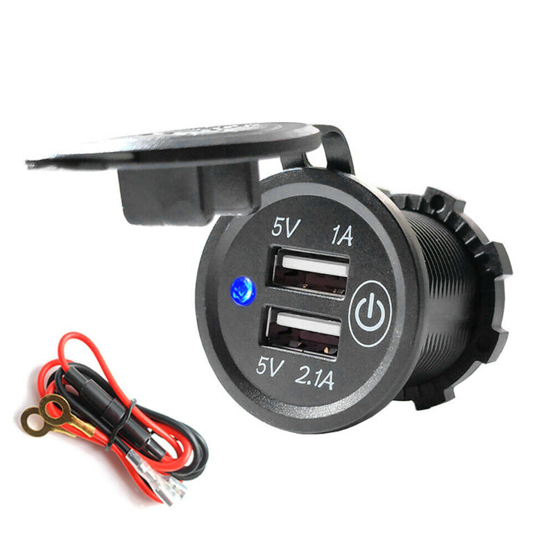 3.1A Waterproof USB Charger Socket Touch Switch Power Outlet for Car Motorcycle