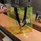Transparent PVC Shopping Tote Women Shoulder Beach Travel Handbags (Yellow) A