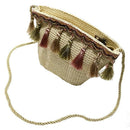 Women Tassel Coin Purse Diagonal Across The Shoulder Rattan Beach Bag(Khaki