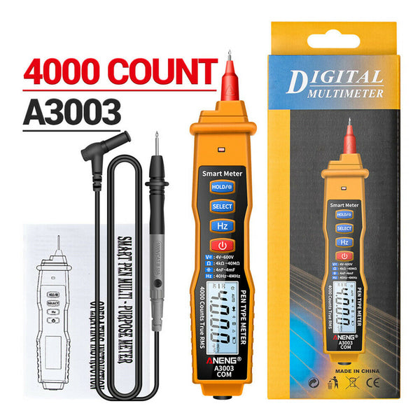 A3003 Digital Multimeter Pen Type Meter 4000 Counts Voltage Tester (Yellow)