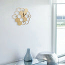 Cut Wood Clock Honey Bee on Honey Comb Hexagon Nature Watch Wall Clock Geom