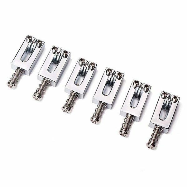 6 Pieces Electric Guitar Bridge Saddles Flat Set for Strat Tele Guitar Repl