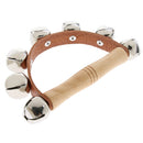 Wooden Handle Bell Shaker Sleigh Bells with Strap Shaking Percussion  10.8cm
