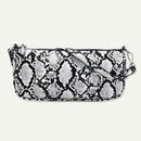 Retro Serpentine Print Women PU Leather Handbags Shoulder Bags (Black)