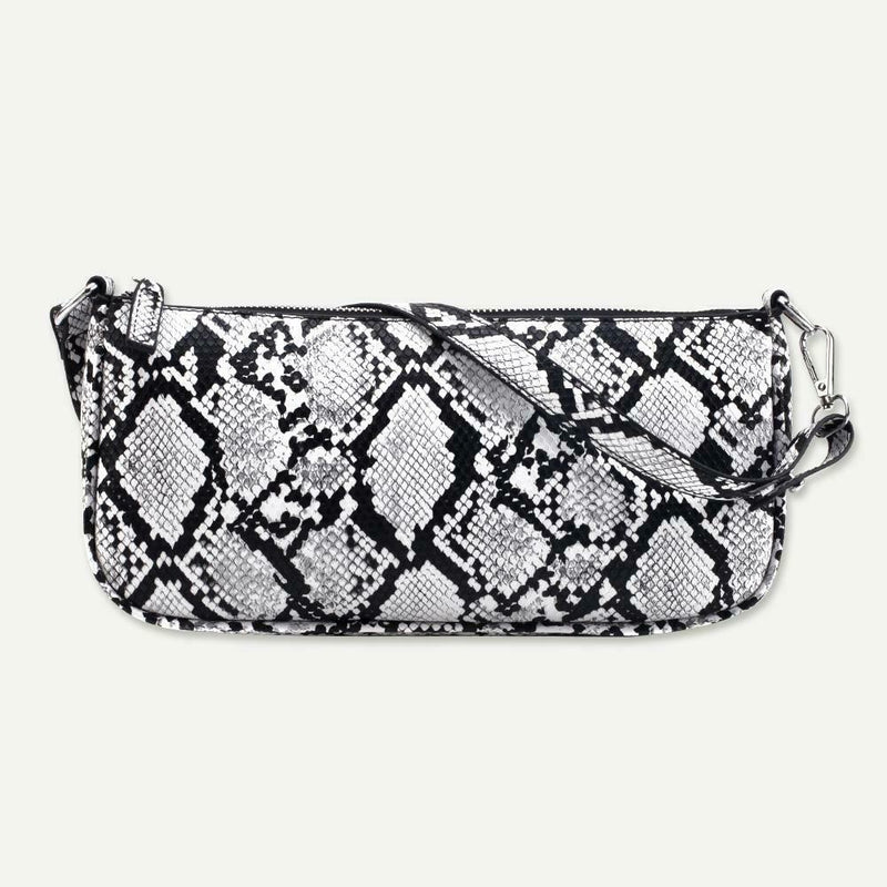 Retro Serpentine Print Women PU Leather Handbags Shoulder Bags (Black)