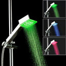 LED Temperature Sensor Color Changing Shower Head Sprayer Chrome Handheld B