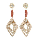 Bohemian Rattan Weave Geometric Multi Layer Earrings Women Fashion Pendant