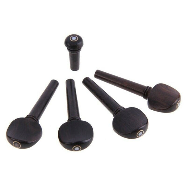 4/4 Ebony Violin Parts Tailpiece Pegs Chinrest Maple Bridge Set