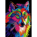 5D DIY Full Round Drill Diamond Painting Colorful Wolf Cross Stitch Mosaic