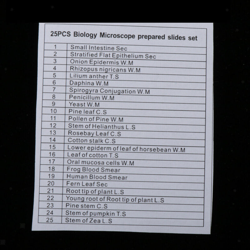 25PCS Children Glass Prepared Slides for Microscope of Insects Sample Specimens,